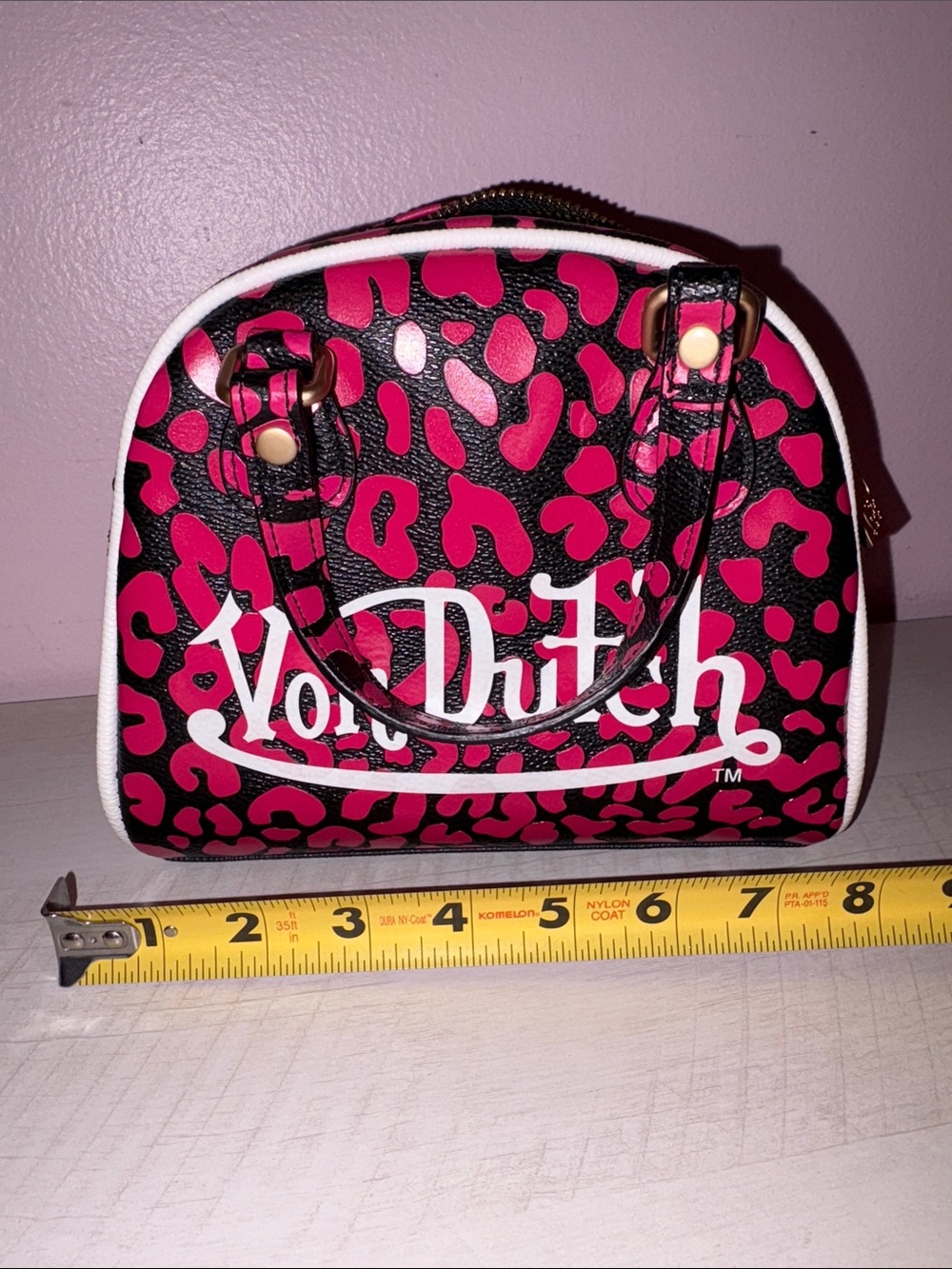 Von Dutch Black and Hot Pink Leopard Bowling Bag - Picture 12 of 12